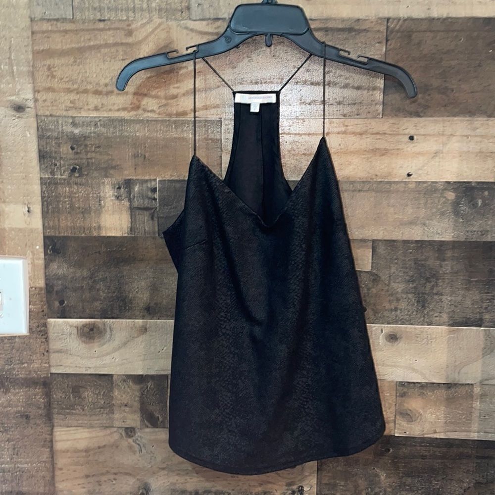 Lavender Brown Black Faux Suede Snakeskin Strappy Tank Top
